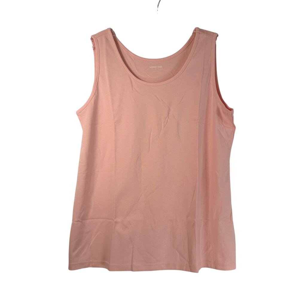 Lands End Womens XL 18 Simply Pink Interlock Cotton Scoop Neck Tank Top